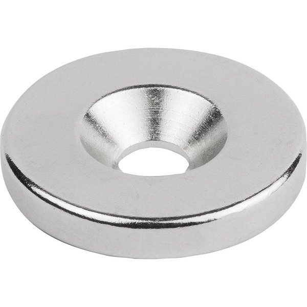 Kipp Raw Magnet Ring Magnet, Form:A Ndfeb, D1=4, 5 ±0, 1, D=15 ±0, 1 K1405.15